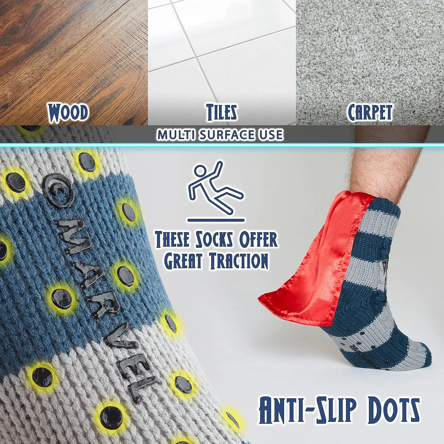 Marvel Fluffy Socks, Mens Slipper Socks, Black Panther Thor Warm Knitted Socks