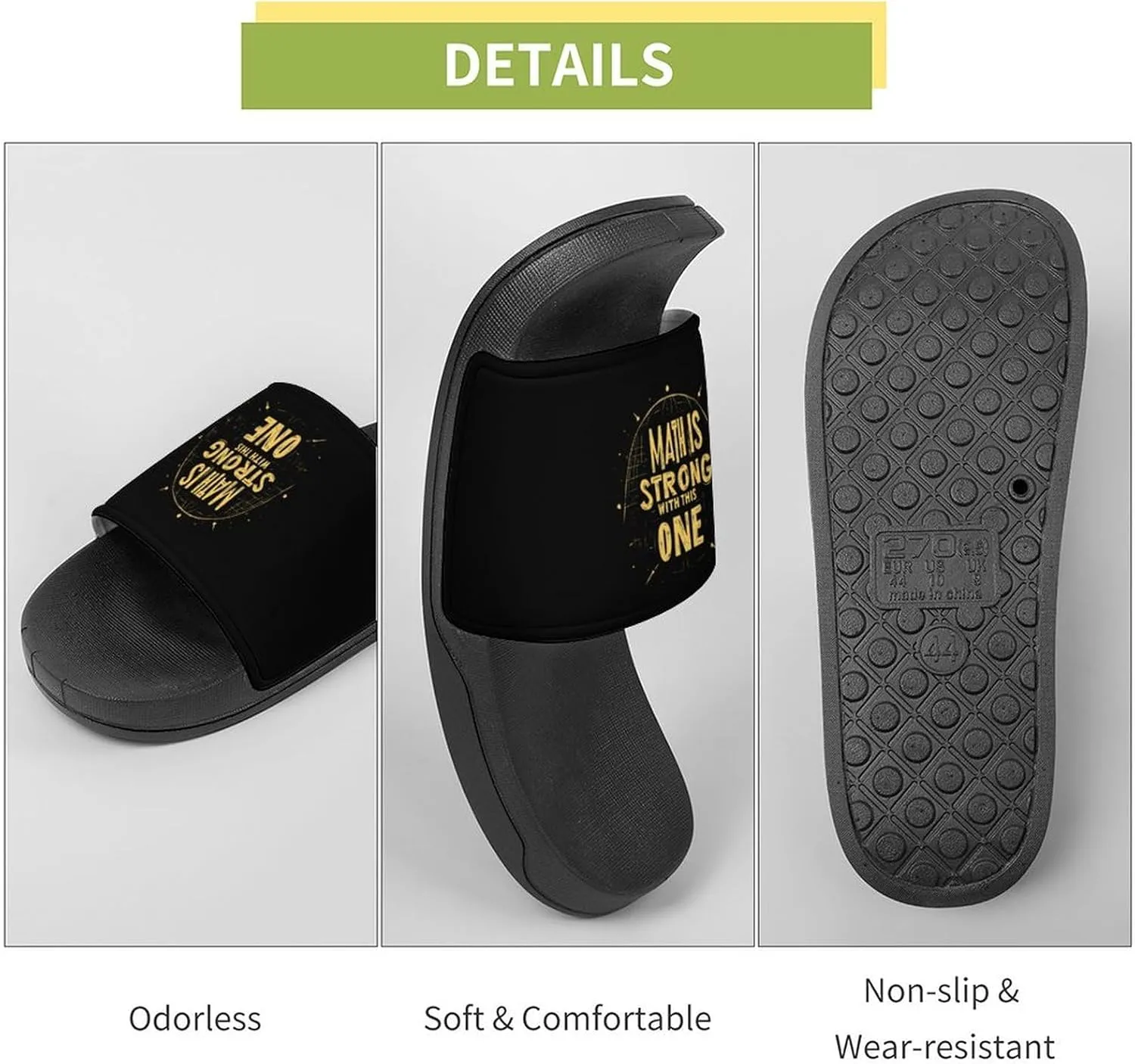 Math Is Strong With This One Slippers Indoor Outdoor Unisex House Slipper Shower Slippers Non-Slip Open Toe Shoes