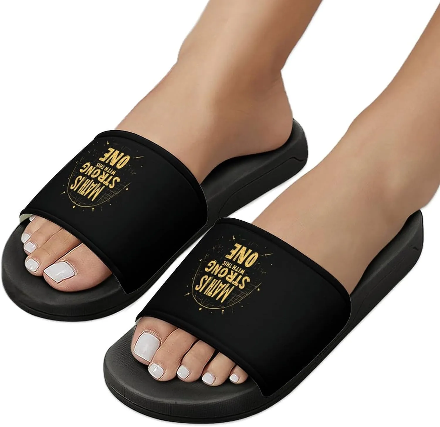 Math Is Strong With This One Slippers Indoor Outdoor Unisex House Slipper Shower Slippers Non-Slip Open Toe Shoes