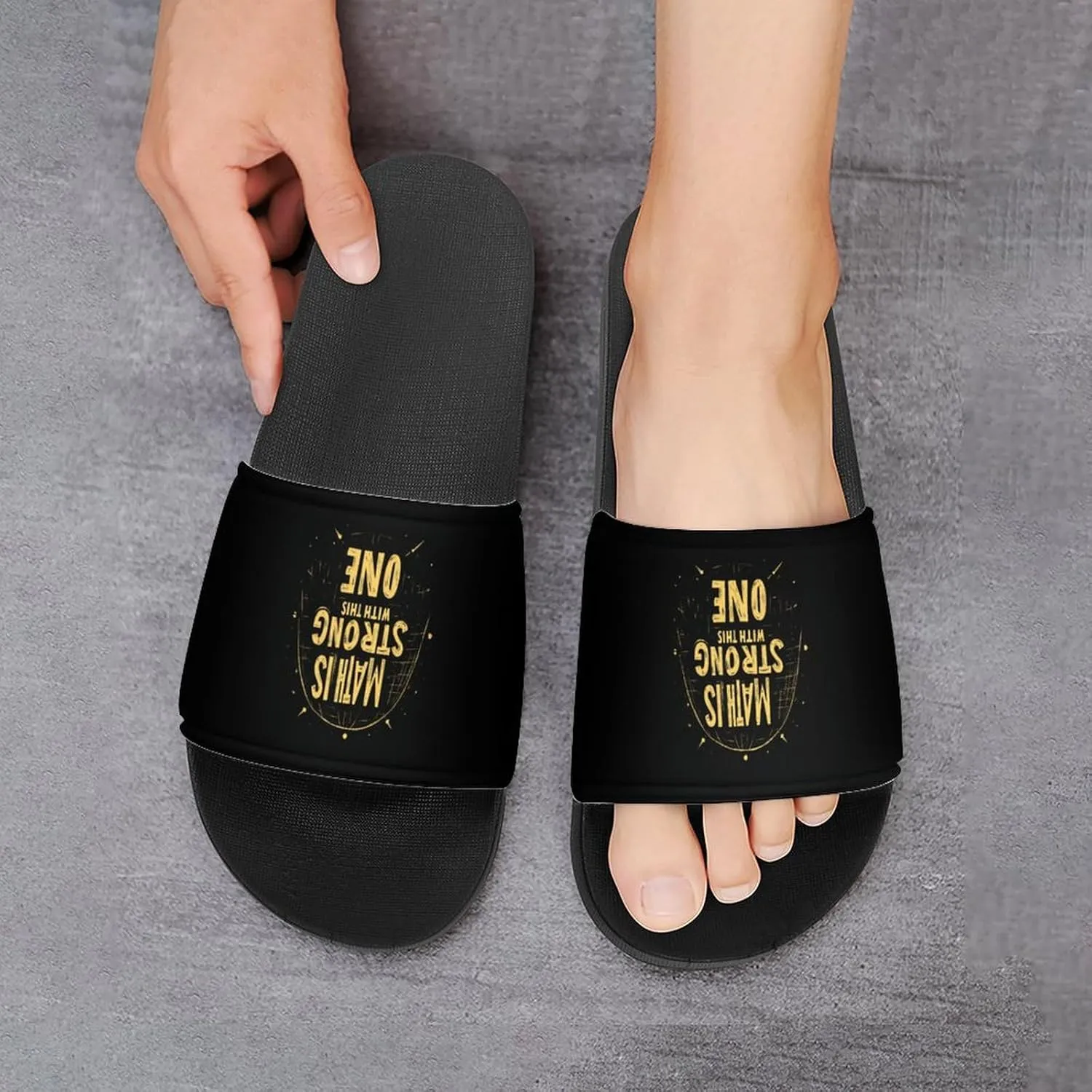 Math Is Strong With This One Slippers Indoor Outdoor Unisex House Slipper Shower Slippers Non-Slip Open Toe Shoes