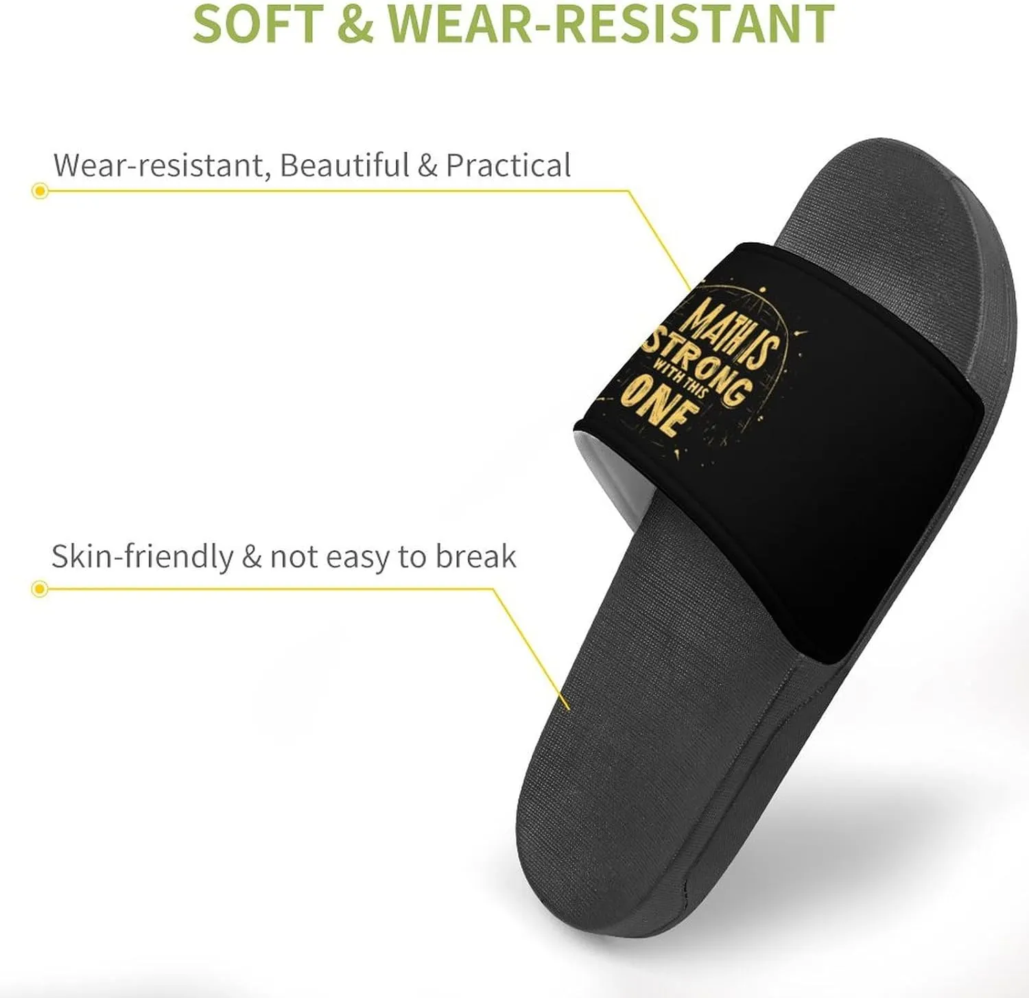 Math Is Strong With This One Slippers Indoor Outdoor Unisex House Slipper Shower Slippers Non-Slip Open Toe Shoes