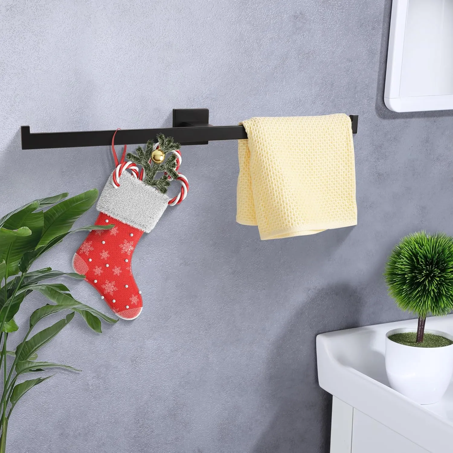 Matte Black Towel Bar for Bathroom Wall Mounted, 24 Inche Hand Towel Holder Kitchen Bathroom Accessories Towel Rack Modern Towel Rod Towel Organization and Storage Stainless Steel,A9076MB-L6