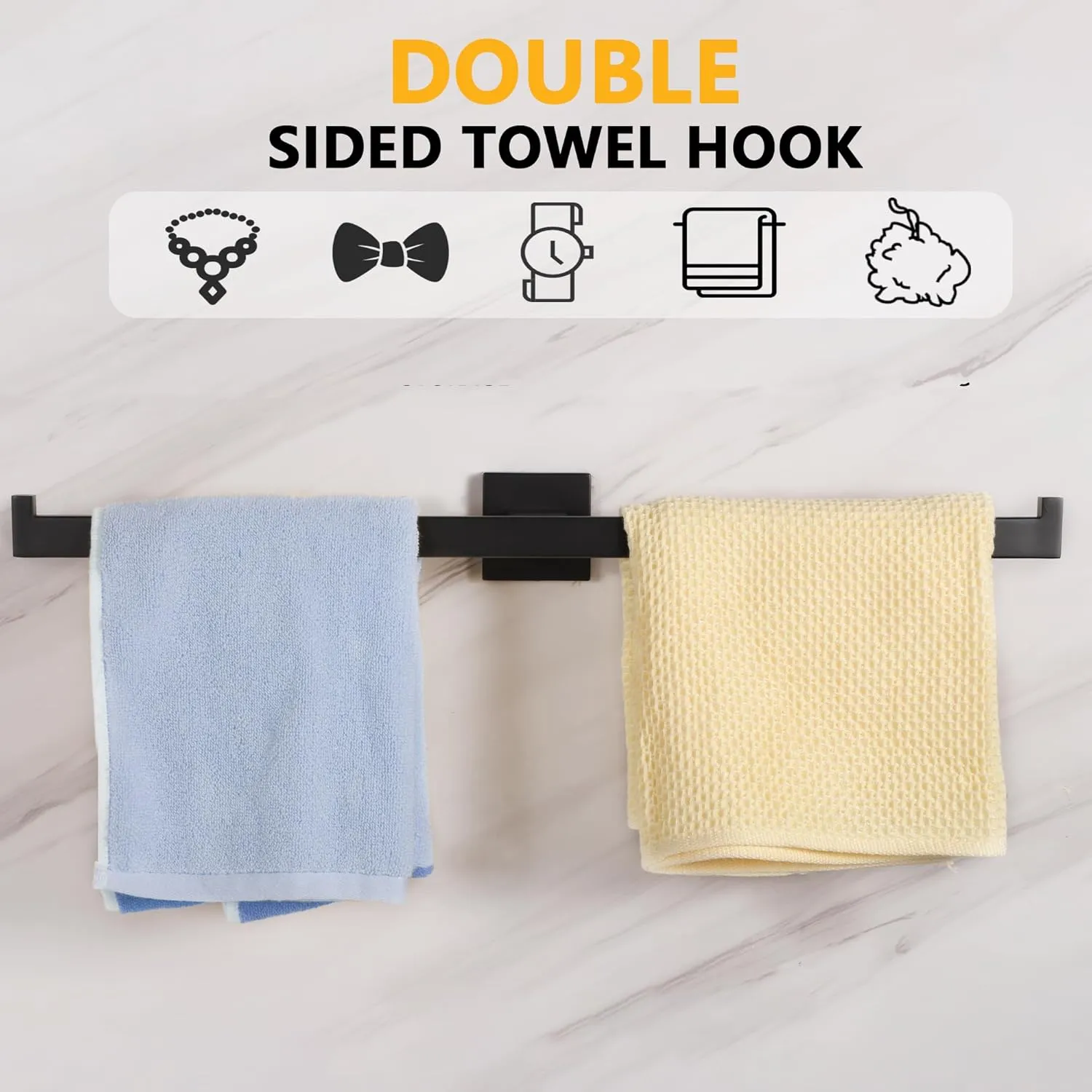 Matte Black Towel Bar for Bathroom Wall Mounted, 24 Inche Hand Towel Holder Kitchen Bathroom Accessories Towel Rack Modern Towel Rod Towel Organization and Storage Stainless Steel,A9076MB-L6