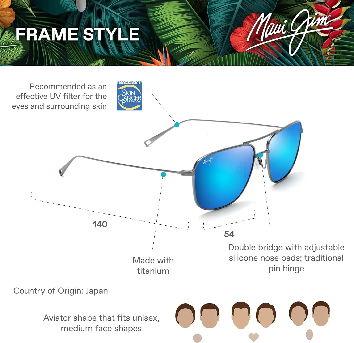 Maui Jim Men's Mikioi Polarized Aviator Sunglasses