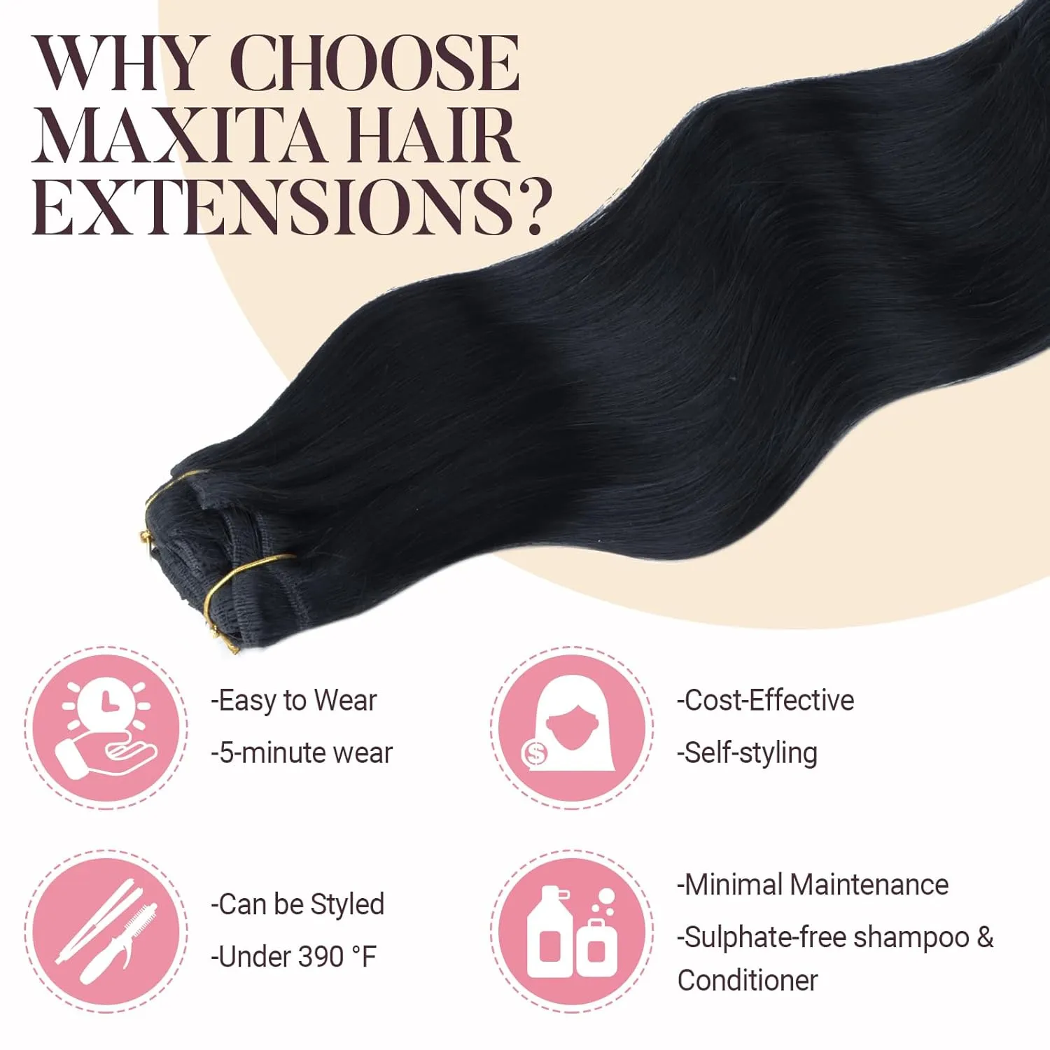 MAXITA Clip in Hair Extensions Real Human Hair, 18 Inch Jet Black 120g 7pcs, Hair Extensions Clip in Human Hair, Straight Natural Hair Remy Clip in Hair Extensions for Woman