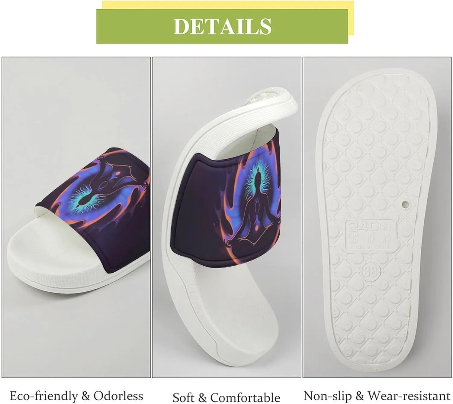 Meditation Zen Abstract Slippers Shower Slipper In-Door Slipper Quick Drying Non-Slip Bathroom Pool Woman Man PVC