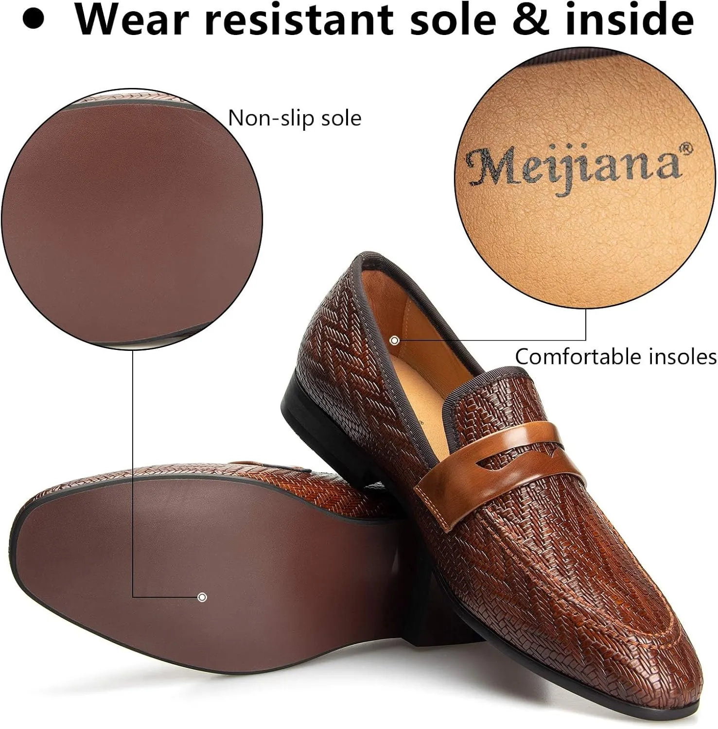 Meijiana Men's Fashion Classic Loafers Luxury Loafer Shoes and Weeding Dress Shoes for Men