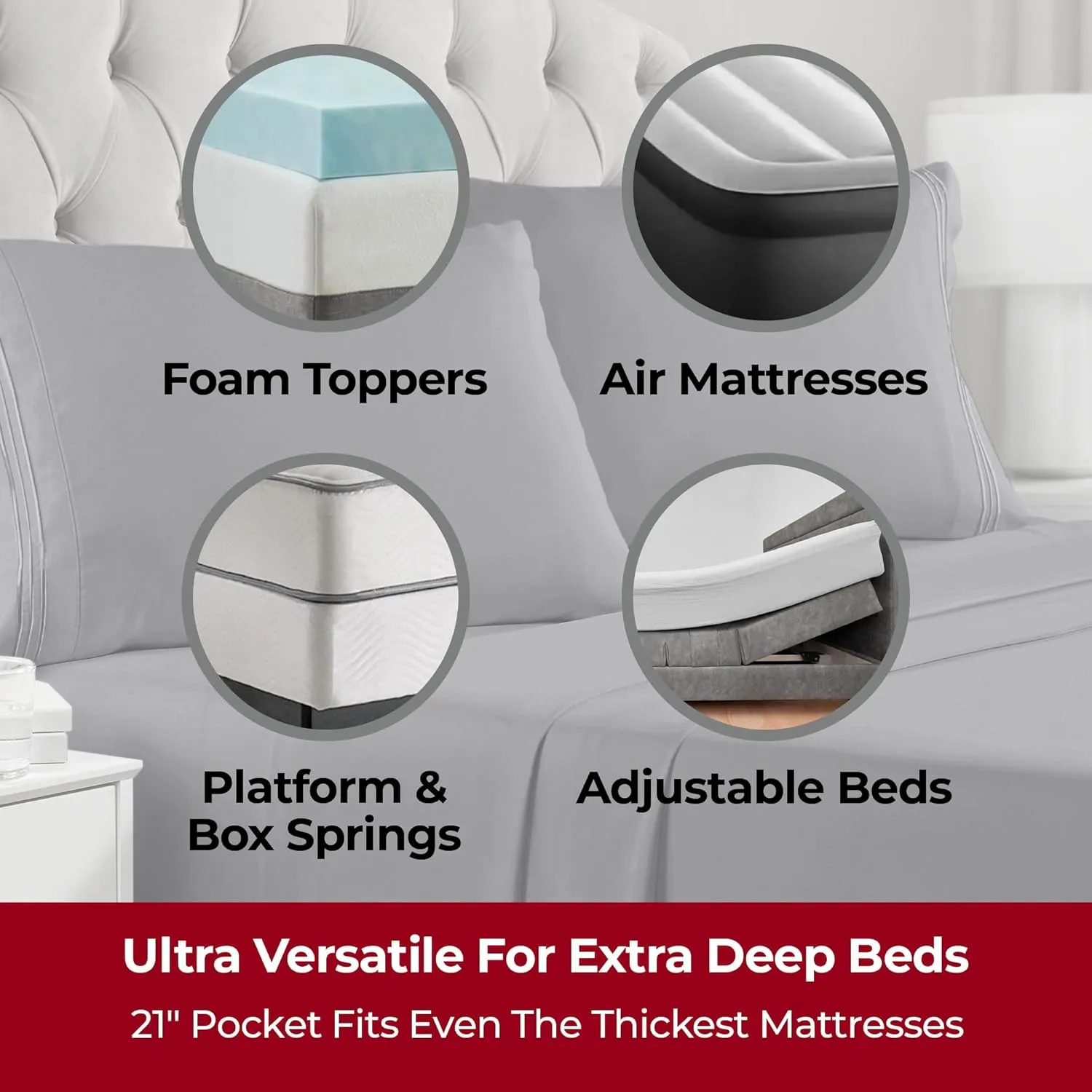 Mellanni Extra Deep Full Sheets - 4 PC Iconic Collection Bedding - Hotel Luxury, Ultra Soft, Cooling Bed Sheets - Wrinkle, Fade, Stain Resistant (Full, Gray)