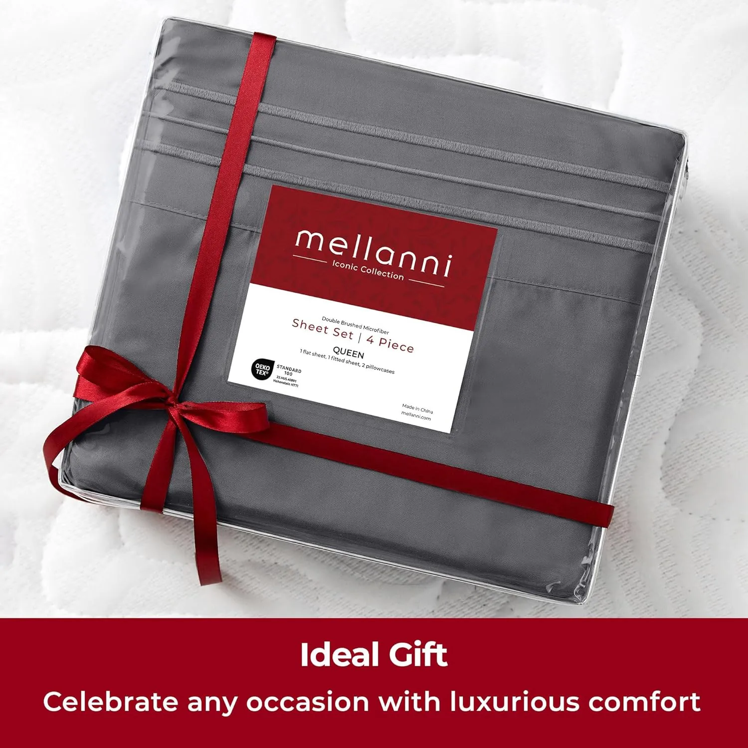 Mellanni Extra Deep Full Sheets - 4 PC Iconic Collection Bedding - Hotel Luxury, Ultra Soft, Cooling Bed Sheets - Wrinkle, Fade, Stain Resistant (Full, Gray)