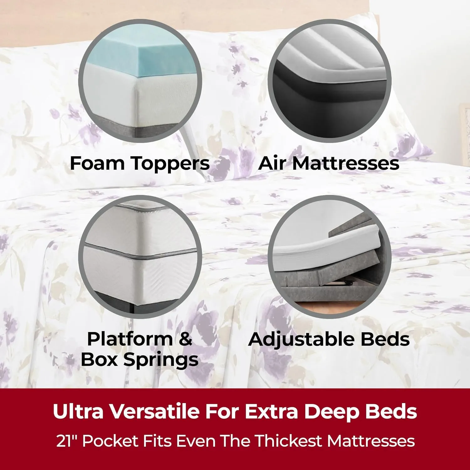 Mellanni Extra Deep Twin Sheets - 3 PC Iconic Collection Bedding - Hotel Luxury, Ultra Soft, Cooling Bed Sheets - Wrinkle, Fade, Stain Resistant (Twin, Madison Purple)