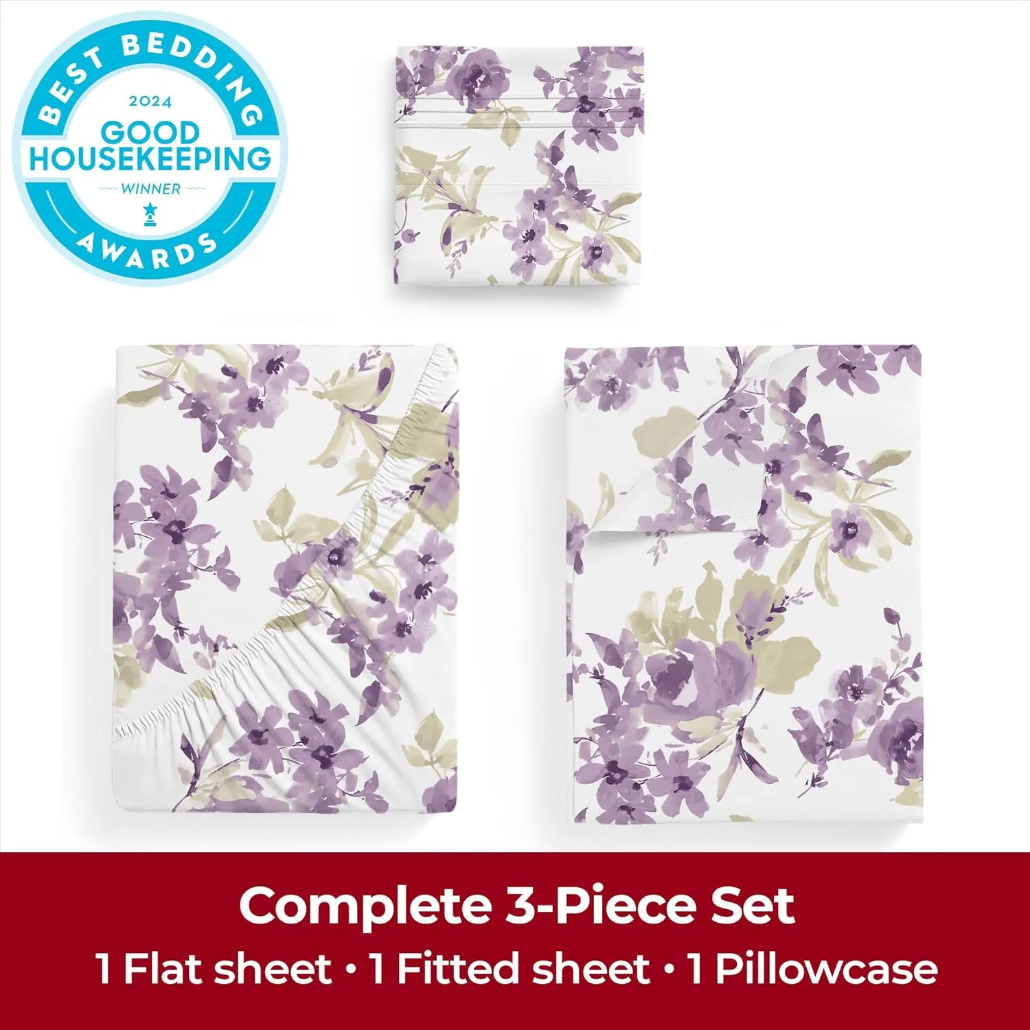 Mellanni Extra Deep Twin Sheets - 3 PC Iconic Collection Bedding - Hotel Luxury, Ultra Soft, Cooling Bed Sheets - Wrinkle, Fade, Stain Resistant (Twin, Madison Purple)