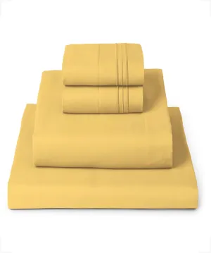 Mellanni Queen Sheets Set - 4 PC Iconic Collection Bedding - Hotel Luxury, Extra Soft, Cooling Bed Sheets - Wrinkle, Fade, Stain Resistant (Queen, Yellow)