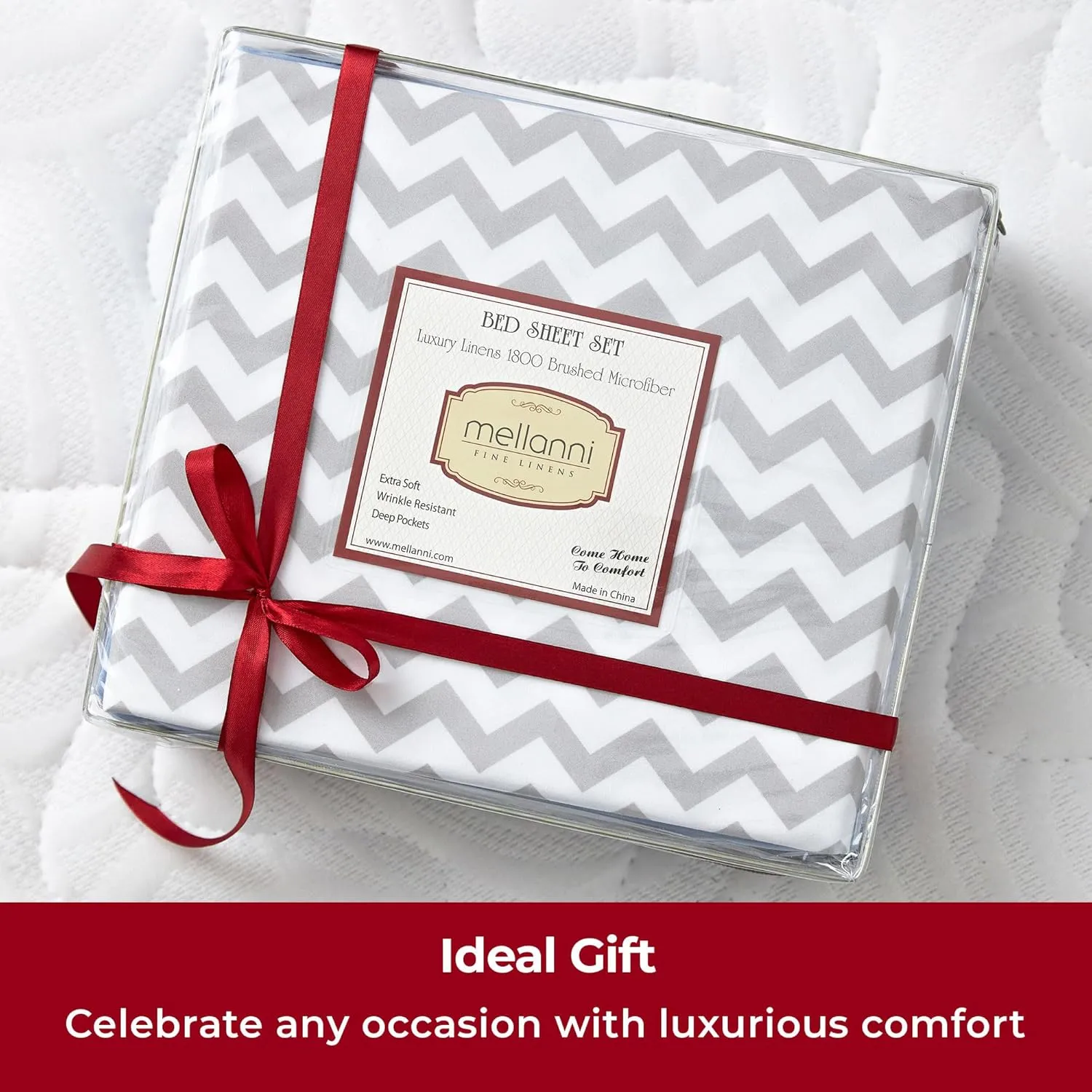 Mellanni Twin Sheets Set - 3 PC Iconic Collection Bedding - Hotel Luxury, Extra Soft, Cooling Bed Sheets - Wrinkle, Fade, Stain Resistant (Twin, Chevron Gray)