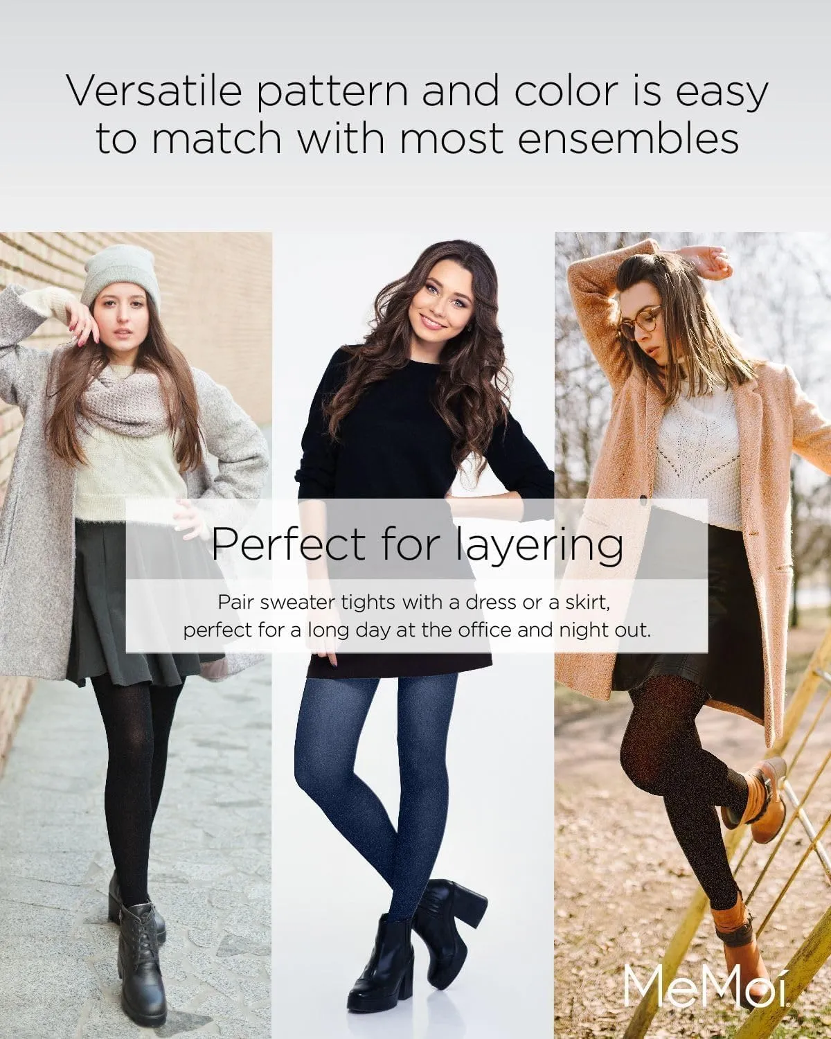 MeMoi Brooklyn Flat Knit Cotton Tights for Women, Cozy and Stretchy Soft Sweater Tights - Sizes XS to 5x-6x