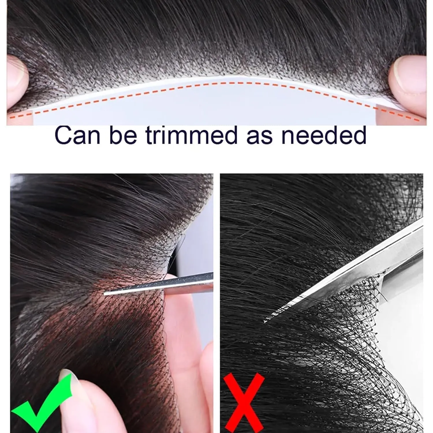 Men Forehead Hairline Toupee 100% Human Hair Skin PU Man Hairpieces Frontal Hair Topper for Receding Natural Hairline Replacement Systems (2.75x6.29 Inch, #2 Dark Brown Color)