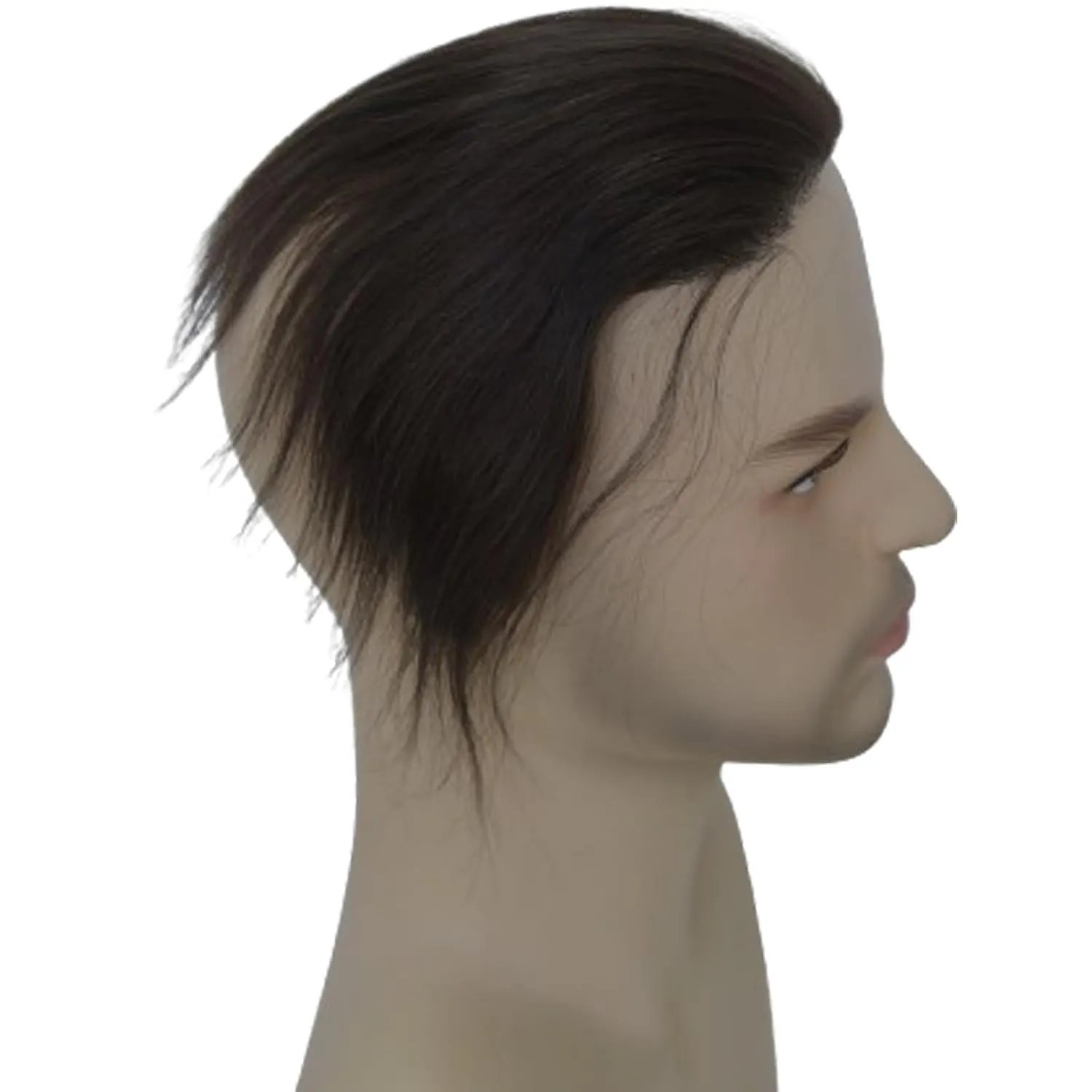 Men Forehead Hairline Toupee 100% Human Hair Skin PU Man Hairpieces Frontal Hair Topper for Receding Natural Hairline Replacement Systems (2.75x6.29 Inch, #2 Dark Brown Color)