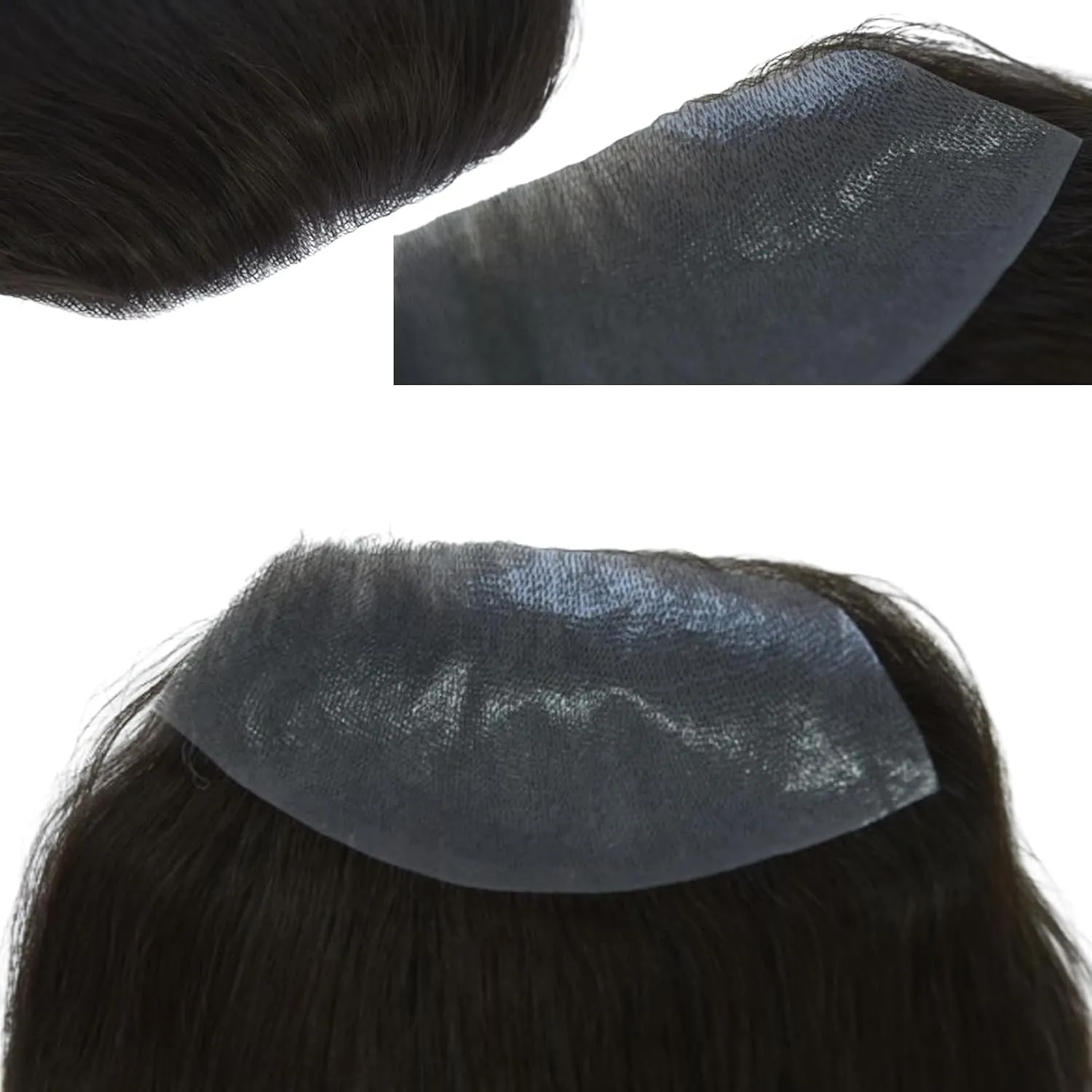 Men Forehead Hairline Toupee 100% Human Hair Skin PU Man Hairpieces Frontal Hair Topper for Receding Natural Hairline Replacement Systems (2.75x6.29 Inch, #2 Dark Brown Color)