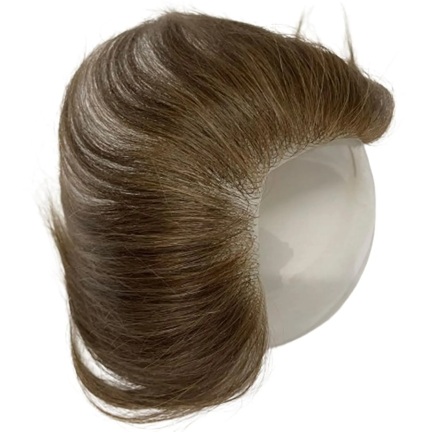 Men Forehead Hairline Toupee 100% Human Hair Skin PU Man Hairpieces Frontal Hair Topper for Receding Natural Hairline Replacement Systems #7 Light Brown Color 0.78x6.29INCH