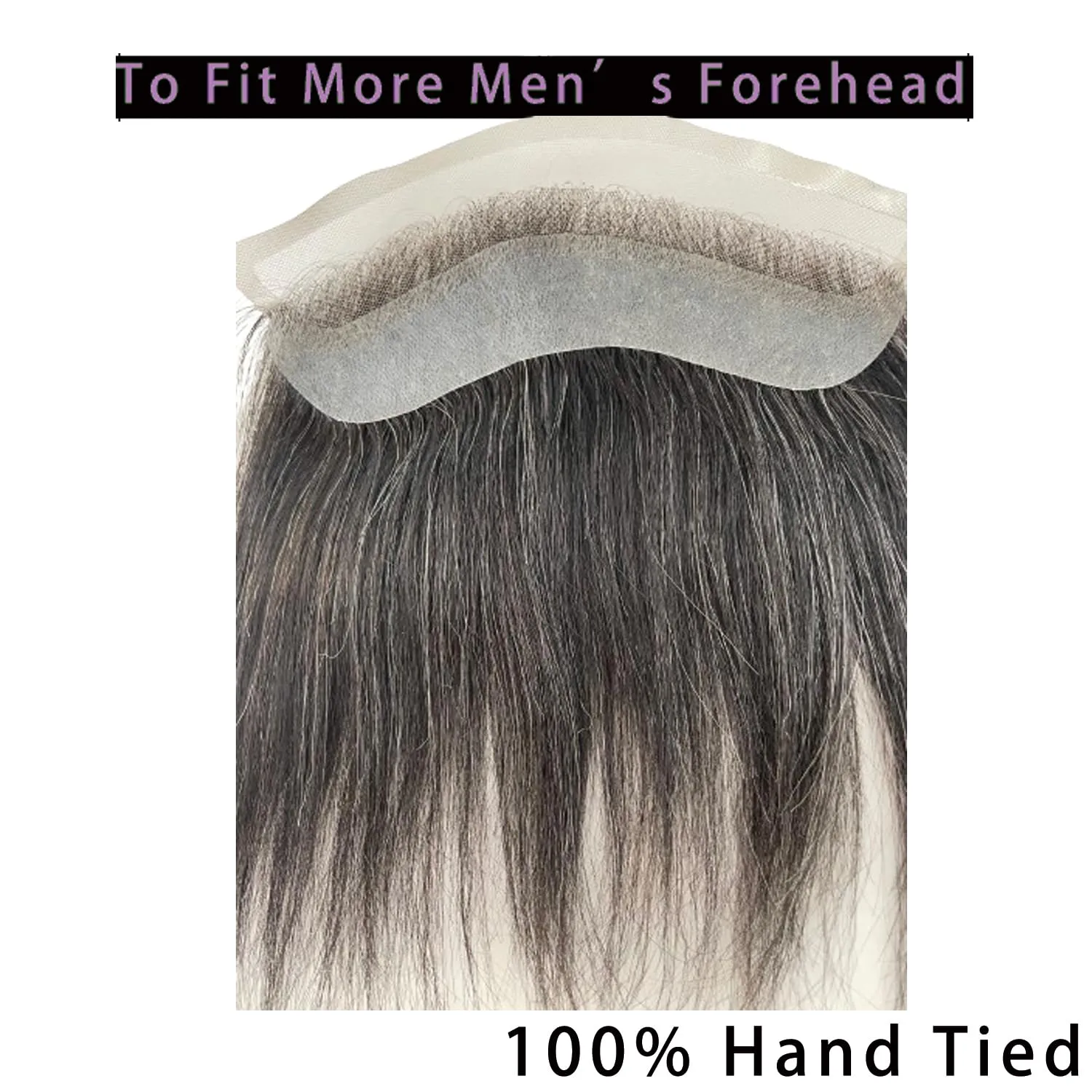 Men Forehead Hairline Toupee HD Invisible Lace Hairline Lace front Skin PU Back Man Hairpieces Frontal Hair Topper for Receding Replacement Systems (7.08x1.57INCH, 1A20 Color)