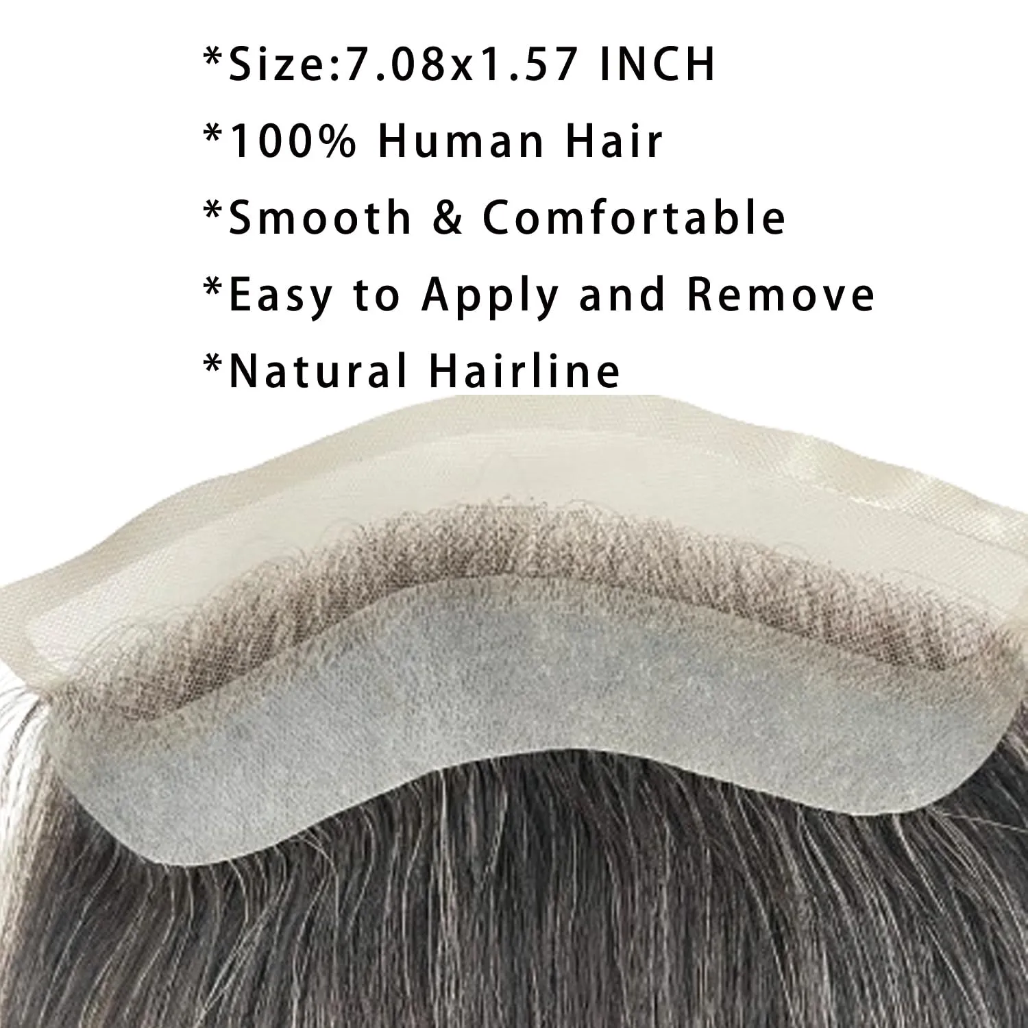 Men Forehead Hairline Toupee HD Invisible Lace Hairline Lace front Skin PU Back Man Hairpieces Frontal Hair Topper for Receding Replacement Systems (7.08x1.57INCH, 1A20 Color)