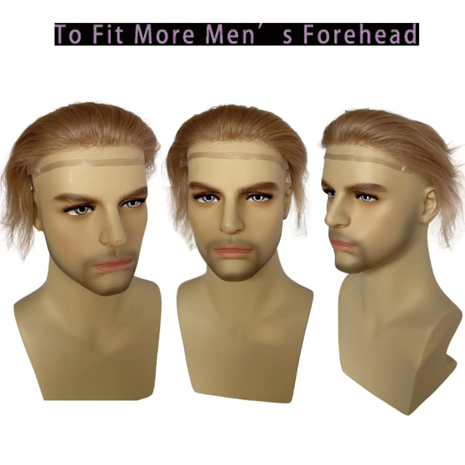 Men Forehead Hairline Toupee HD Invisible Lace Hairline Lace front Skin PU Back Man Hairpieces Frontal Hair Topper for Receding Replacement Systems (7.08x1.57INCH, #21 Ash Blonde Color)