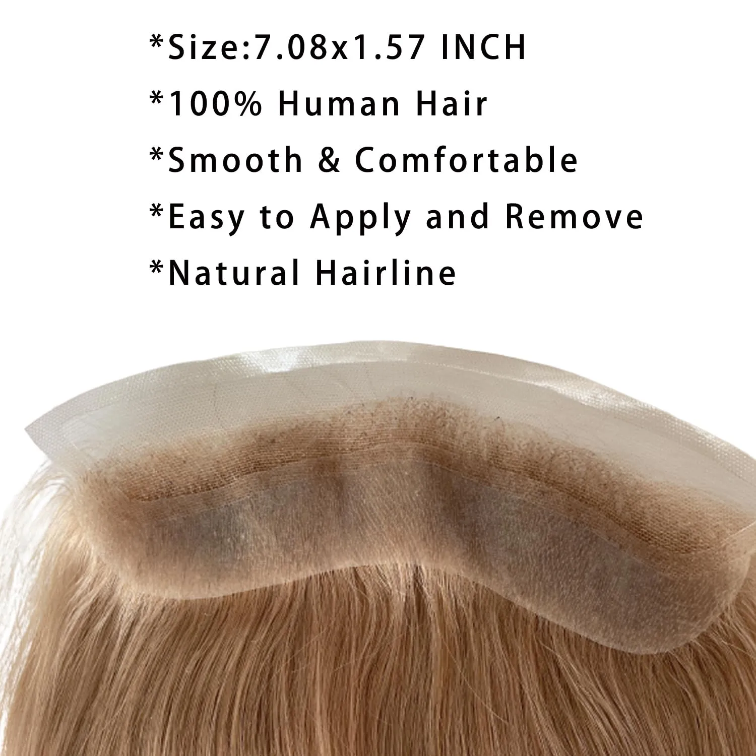 Men Forehead Hairline Toupee HD Invisible Lace Hairline Lace front Skin PU Back Man Hairpieces Frontal Hair Topper for Receding Replacement Systems (7.08x1.57INCH, #21 Ash Blonde Color)