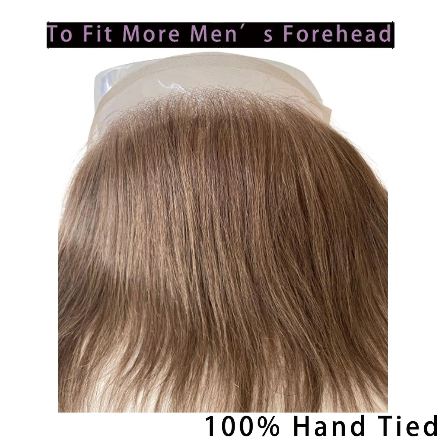 Men Forehead Hairline Toupee HD Invisible Lace Hairline Lace front Skin PU Back Man Hairpieces Frontal Hair Topper for Receding Replacement Systems (7.08x1.57INCH, #4 Medium Brown Color)