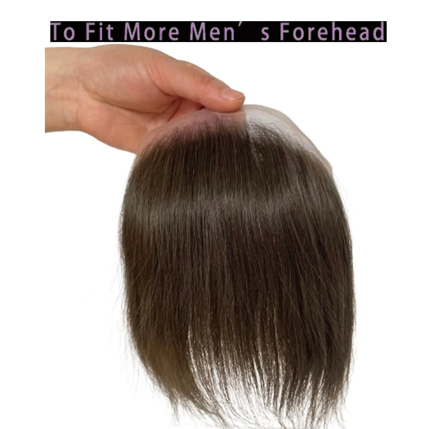 Men Forehead Hairline Toupee HD Invisible Lace Hairline Lace front Skin PU Back Man Hairpieces Frontal Hair Topper for Receding Replacement Systems (7.08x1.57INCH, #7 Light Brown Color)