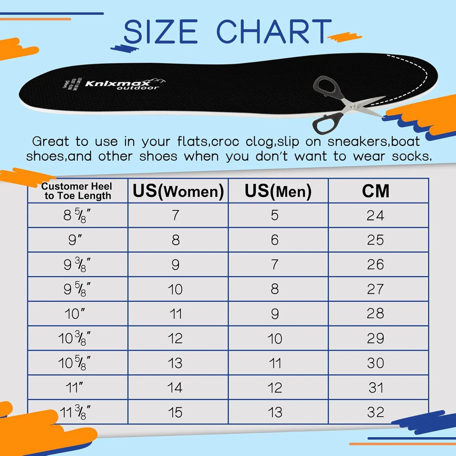 Men Women Insoles for Crocs Ultra-Thin Comfort Shoe Inserts for Garden Clogs, Nurse, Chef, Water Shoes, Waterproof Replacement Barefoot Liners Breathable Pad Black Size 6 /EU39