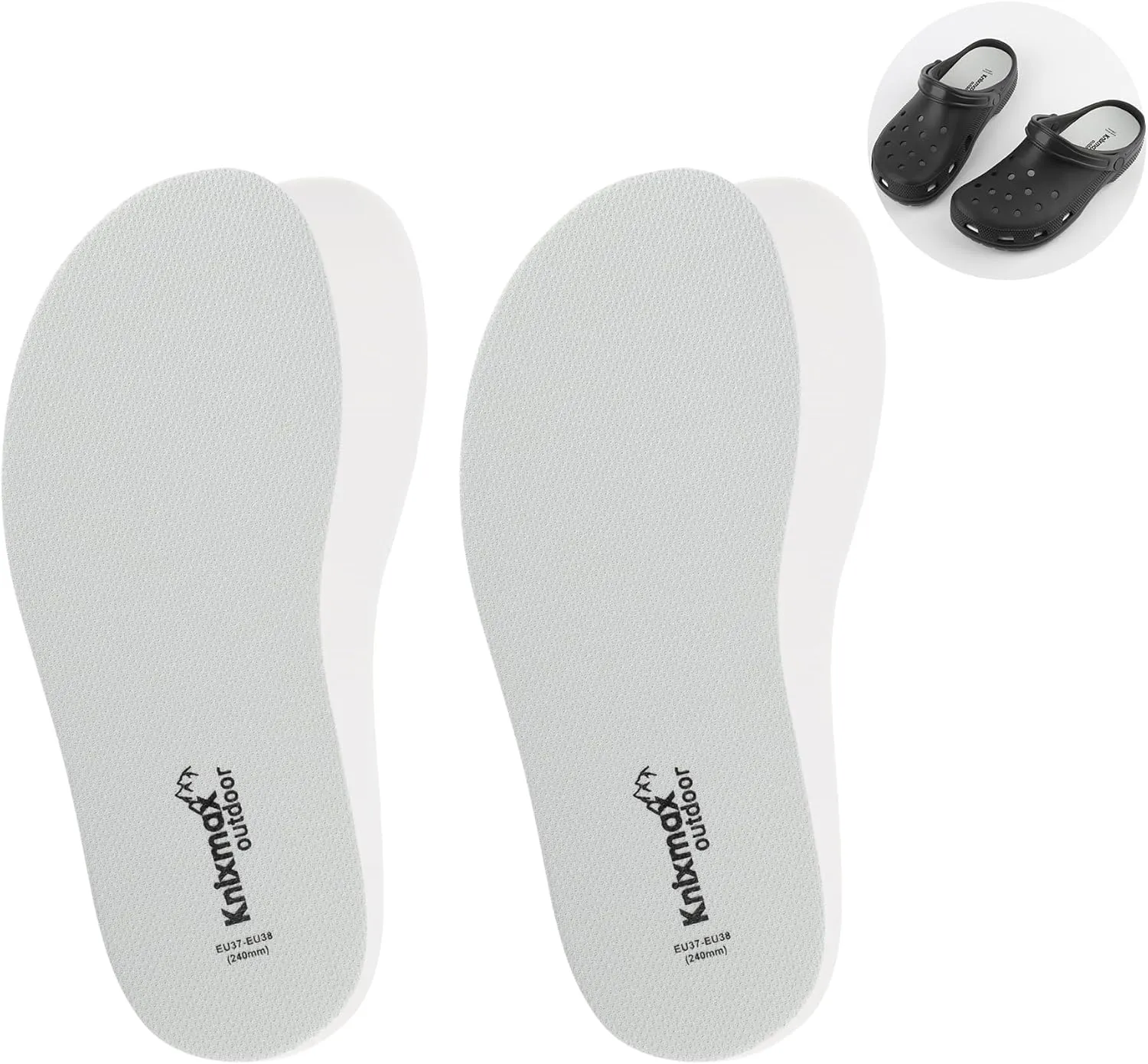 Men Women Insoles for Crocs Ultra-Thin Comfort Shoe Inserts for Garden Clogs, Nurse, Chef, Water Shoes, Waterproof Replacement Barefoot Liners Lightweight Pad Grey Size 6 /EU39