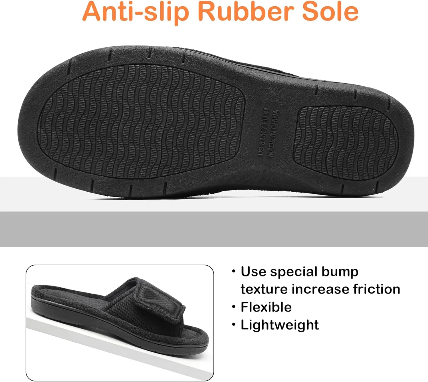 Men's Adjustable Wrap Memory Foam Slide Slipper