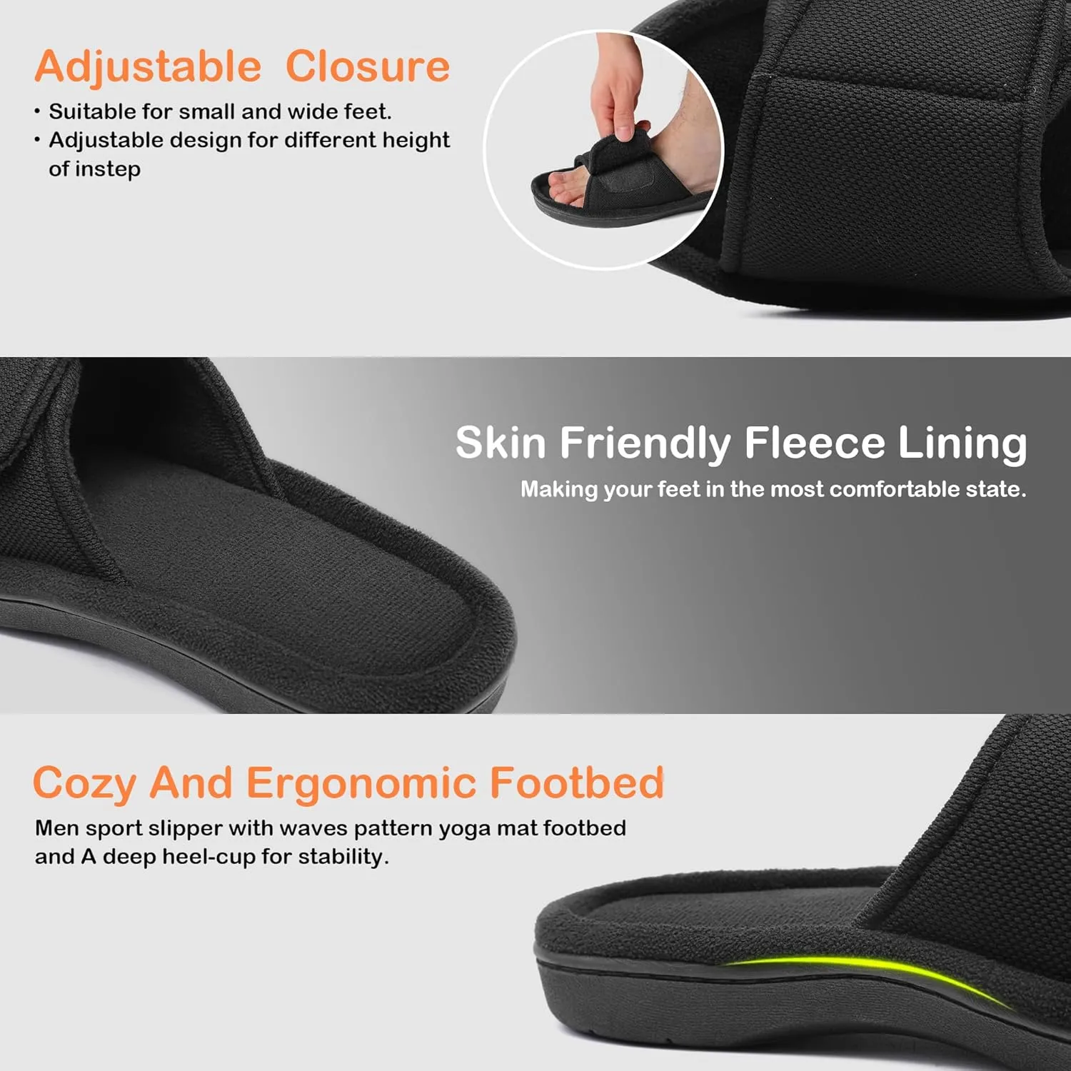 Men's Adjustable Wrap Memory Foam Slide Slipper