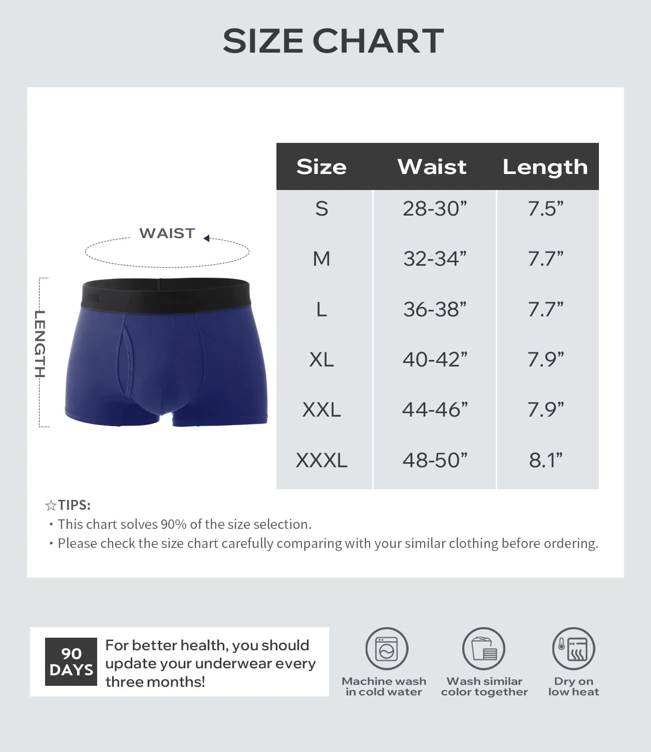 Men's Bamboo Underwear 4-Pack - Ultra Soft, Anti-Roll Waistband, Tagless Trunks