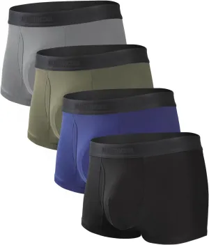 Men's Bamboo Underwear 4-Pack - Ultra Soft, Anti-Roll Waistband, Tagless Trunks