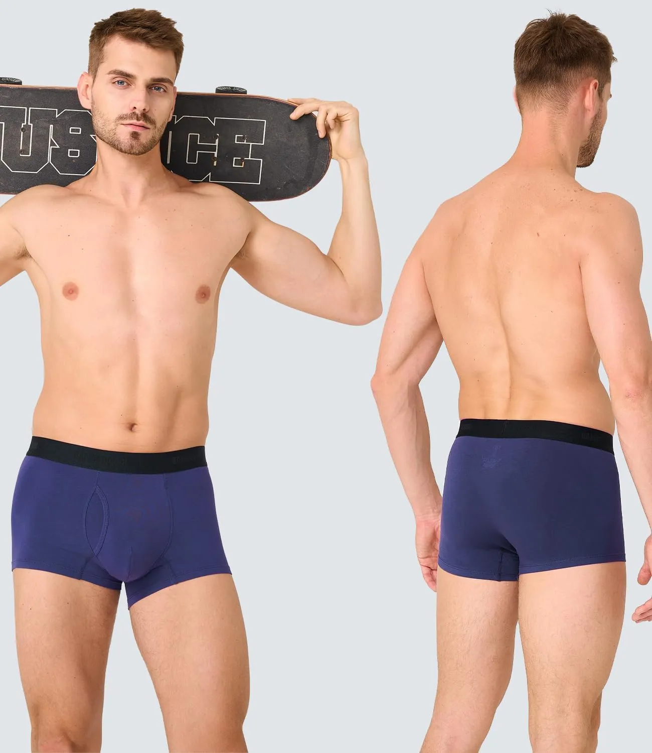Men's Bamboo Underwear 4-Pack - Ultra Soft, Anti-Roll Waistband, Tagless Trunks