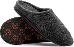Men's Boiled Wool House Slippers Breathable Winter Warm Slip on Mules Indoor/Outdoor Slipper for Women Two Tone Cap Toe Clog