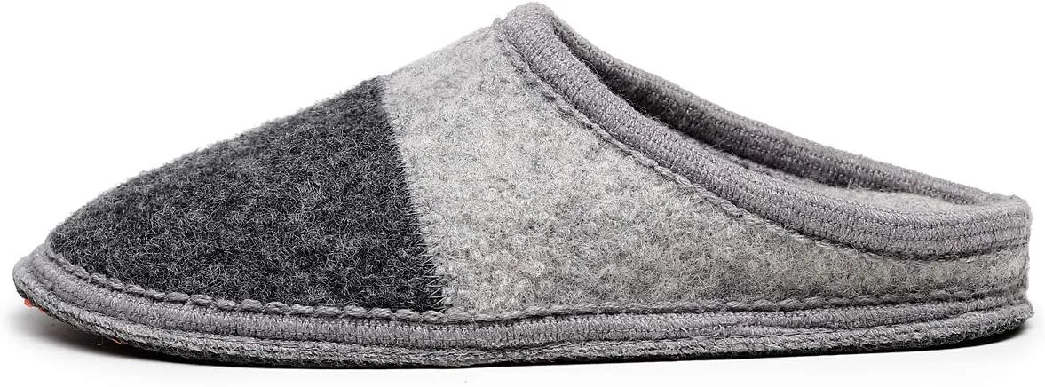 Men's Boiled Wool House Slippers Breathable Winter Warm Slip on Mules Indoor/Outdoor Slipper for Women Two Tone Cap Toe Clog