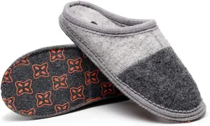 Men's Boiled Wool House Slippers Breathable Winter Warm Slip on Mules Indoor/Outdoor Slipper for Women Two Tone Cap Toe Clog