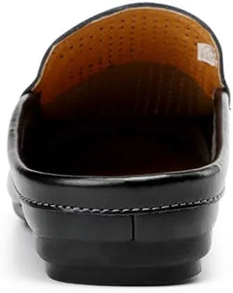 Men's Classic Leather Slippers Office Casual House Slip On Backless Loafers