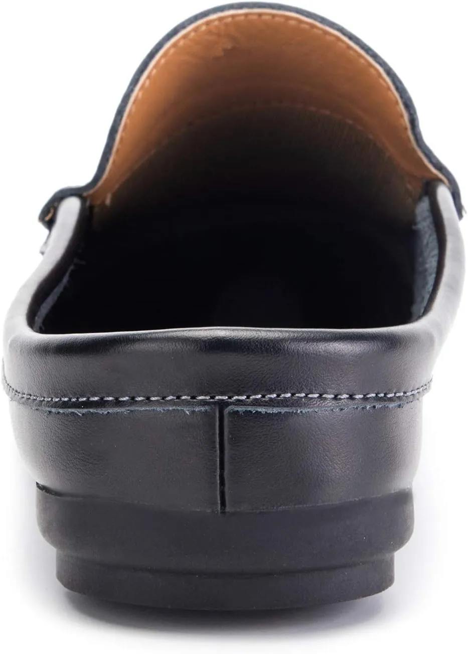 Men's Classic Leather Slippers Office Casual House Slip On Backless Loafers
