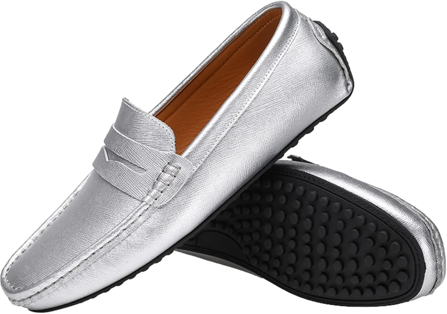 Men's Classic Penny Loafers Flat Slip-On Soft Split Leather Moccasins Driving Shoes