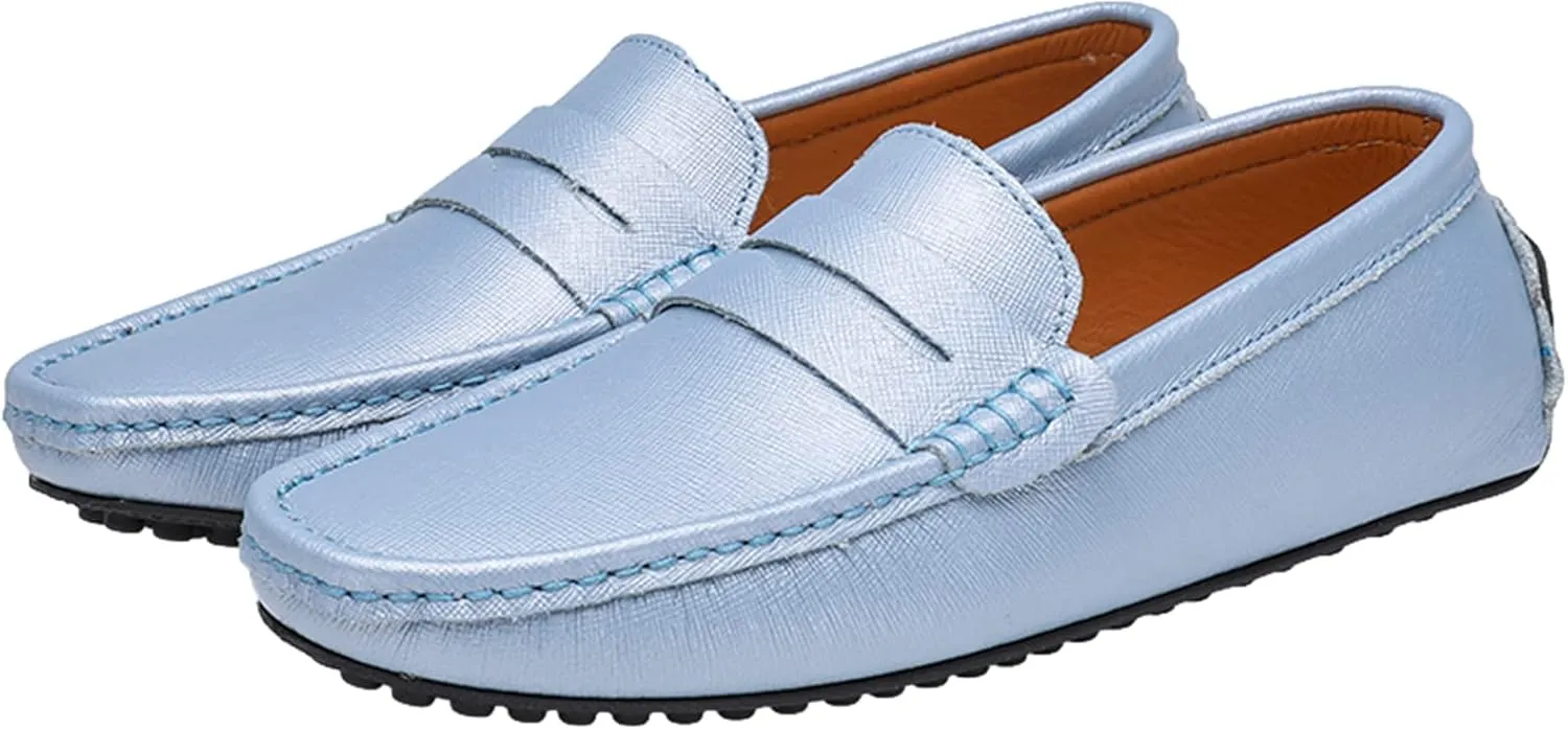 Men's Classic Penny Loafers Flat Slip-On Soft Split Leather Moccasins Driving Shoes