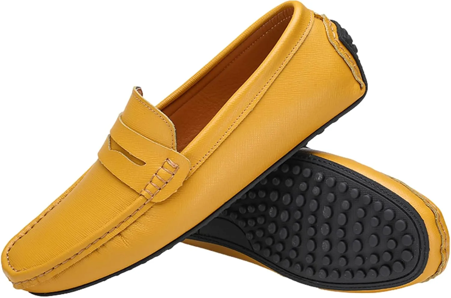 Men's Classic Penny Loafers Flat Slip-On Soft Split Leather Moccasins Driving Shoes