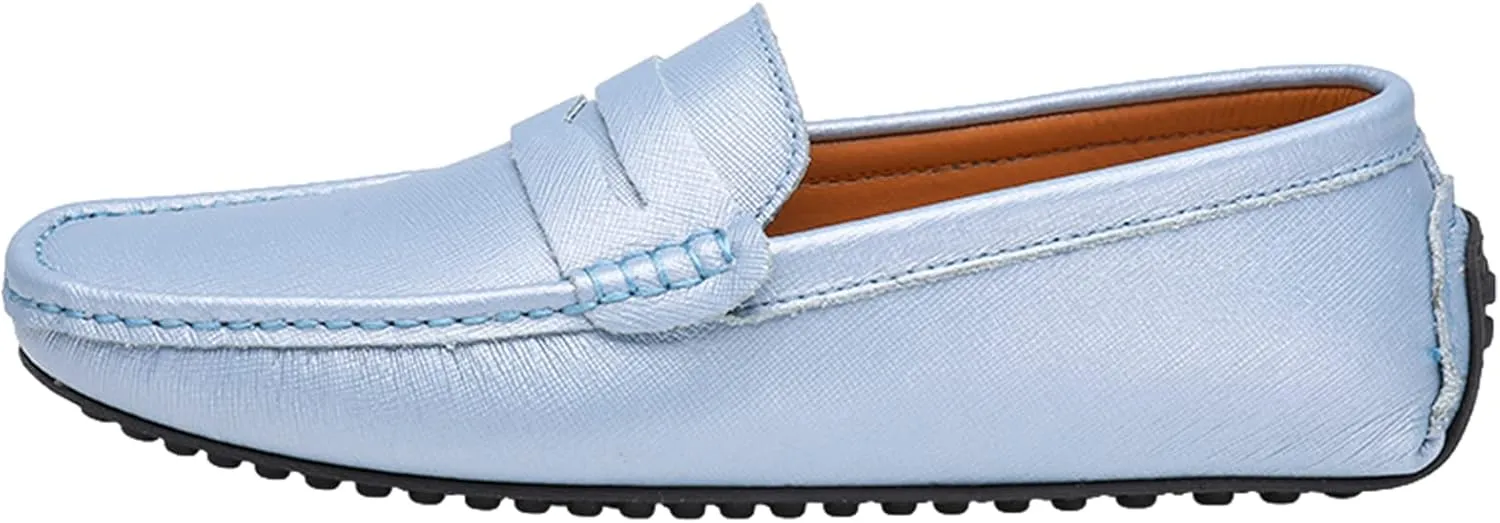 Men's Classic Penny Loafers Flat Slip-On Soft Split Leather Moccasins Driving Shoes