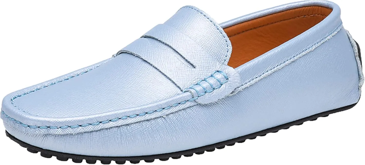 Men's Classic Penny Loafers Flat Slip-On Soft Split Leather Moccasins Driving Shoes