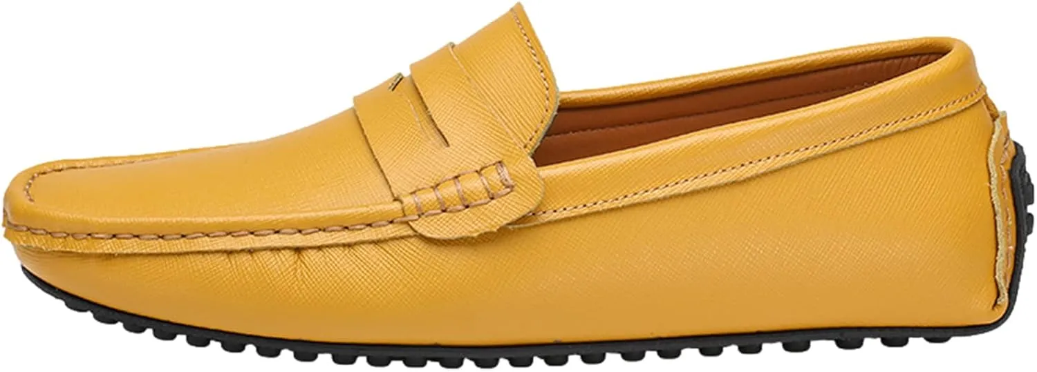 Men's Classic Penny Loafers Flat Slip-On Soft Split Leather Moccasins Driving Shoes