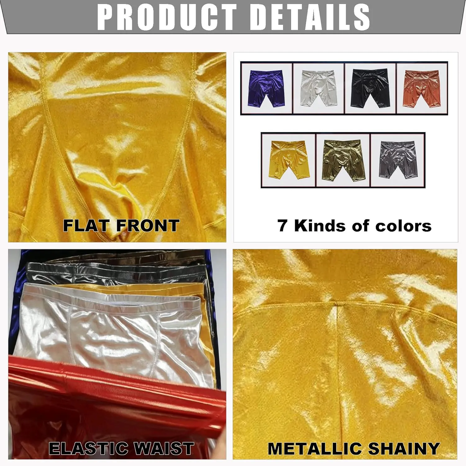 Mens Faux Leather Boxer Shorts Wet Look Flat Front Shorts Slim Short Pants Clubwear