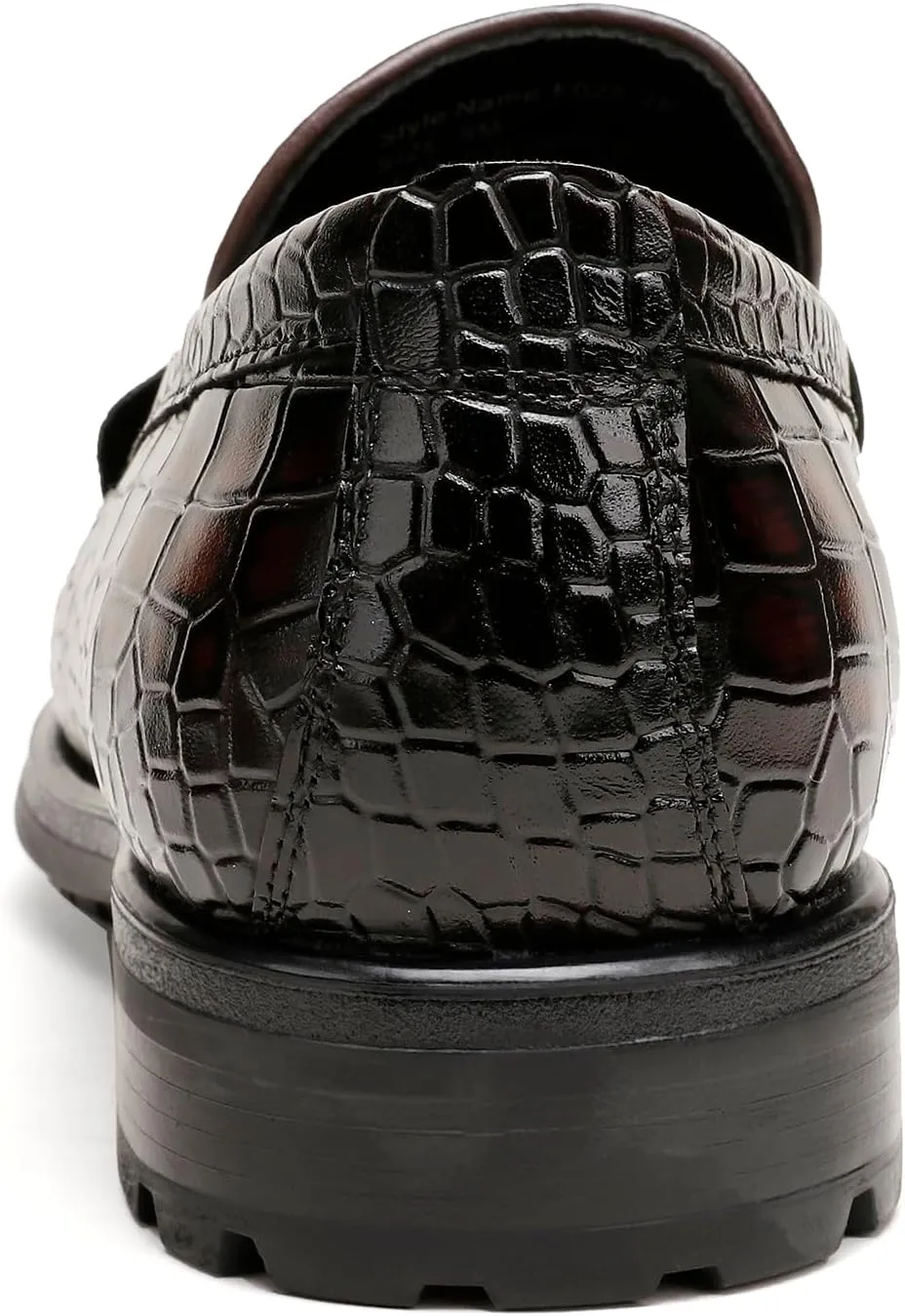 Men's Leather Dress Shoes, Classic Crocodile Printed Dress Shoes Casual Slip-on Penny Loafer for Mens