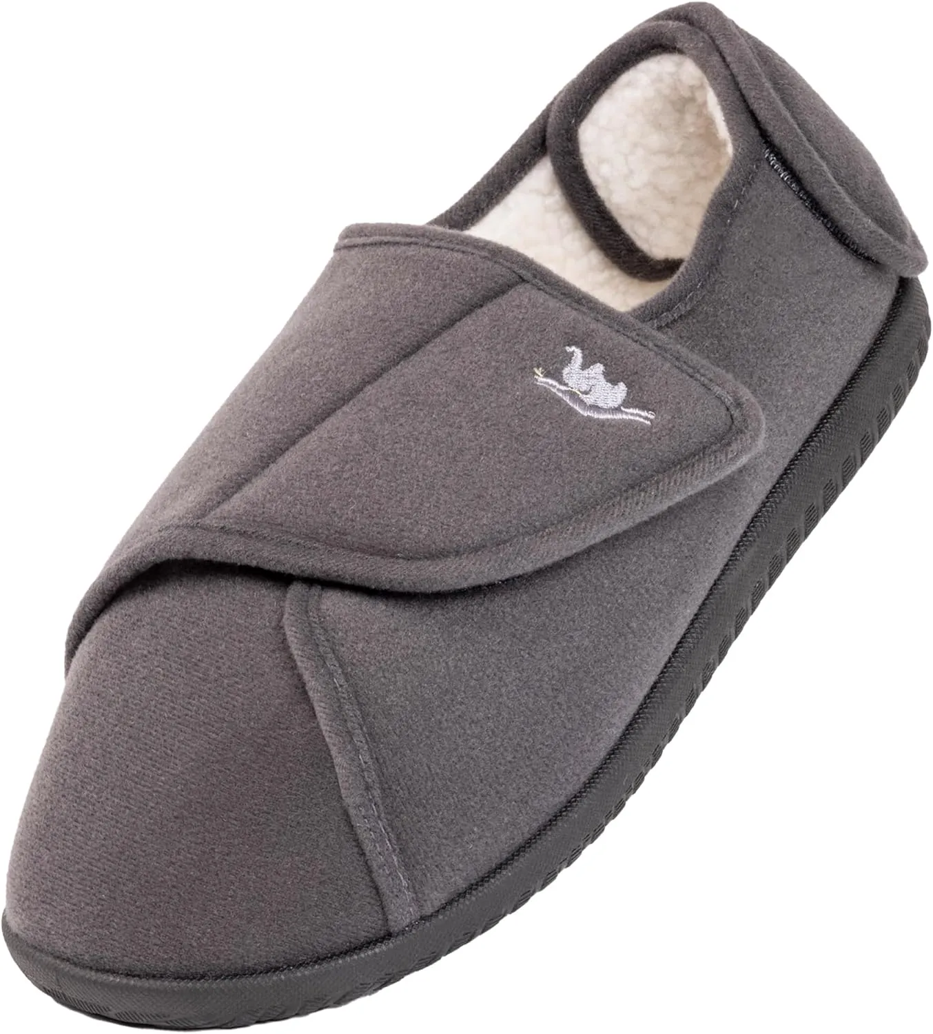 Men's Memory Foam Diabetic Slippers with Adjustable Closure, Extra Wide Comfy Warm Plush Fleece Arthritis Edema Swollen Diabetic House Shoes Machine Washable with Anti Slip Sole