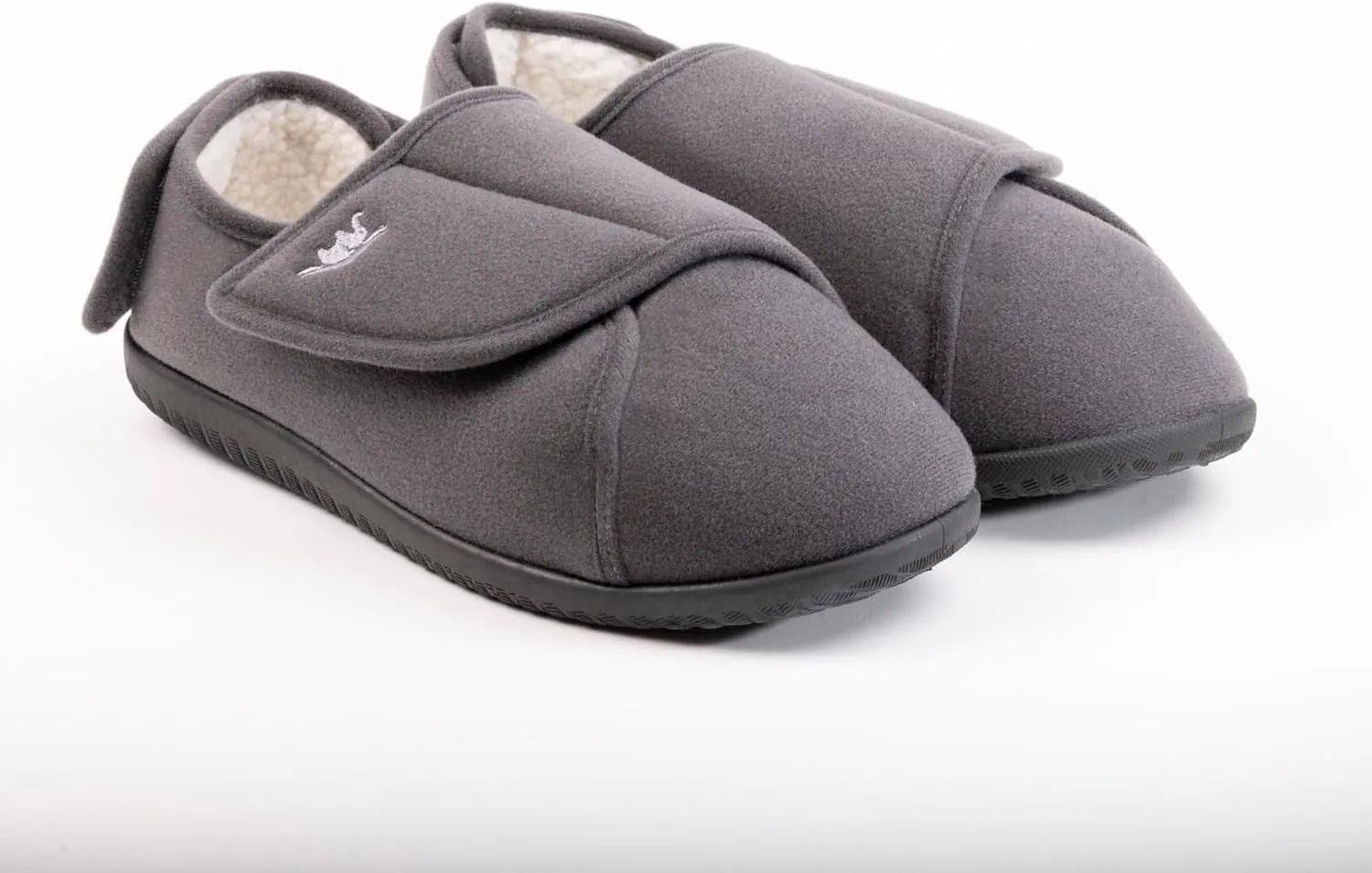 Men's Memory Foam Diabetic Slippers with Adjustable Closure, Extra Wide Comfy Warm Plush Fleece Arthritis Edema Swollen Diabetic House Shoes Machine Washable with Anti Slip Sole